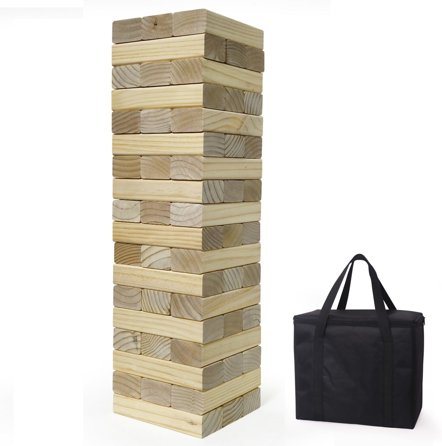 Nattork Giant Tumbling Tower Game - Premium Pine Wood Blocks