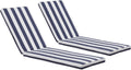 Outdoor Lounge Chair Cushions 2 Pcs Set - Blue+White Stripes