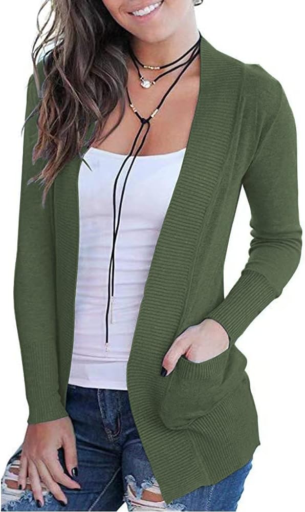 Stylish Open Front Casual Long Sleeve Knit Cardigan for Women