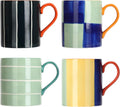 Koja Colorful Hand Painted 16 oz Porcelain Ceramic Mugs Set - Service