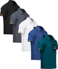 Mens Polo Shirt 5 Pack - Moisture-Wicking Golf & Tennis Polos