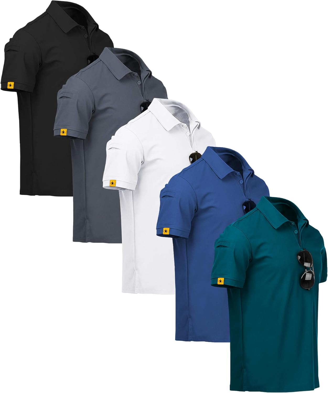 ZITY 5 Pack Mens Polo Shirt Short Sleeve Sports Golf T-Shirts