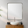 Chrome Bathroom Mirror 40x36 in Rounded Rectangle - Seamless Frame