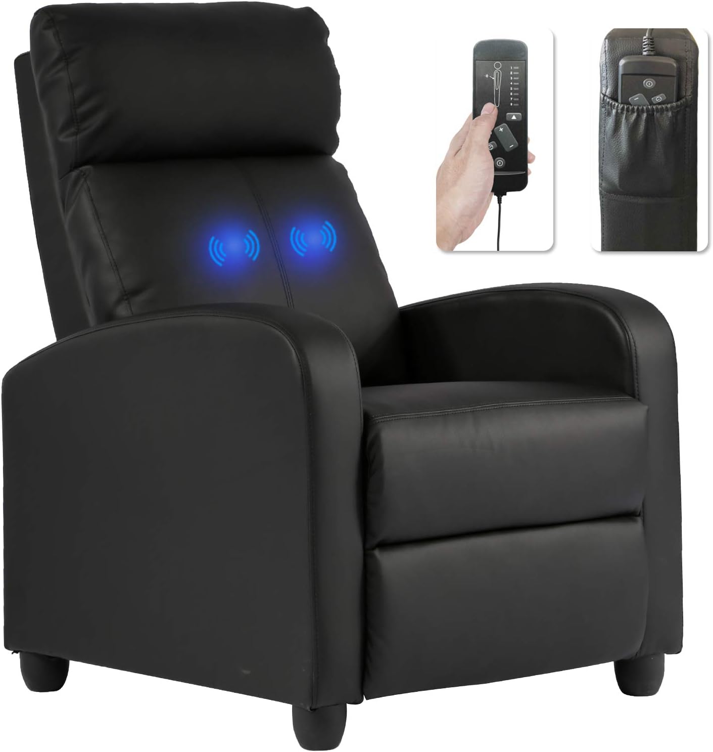 Modern Wingback Recliner with Massage Function
