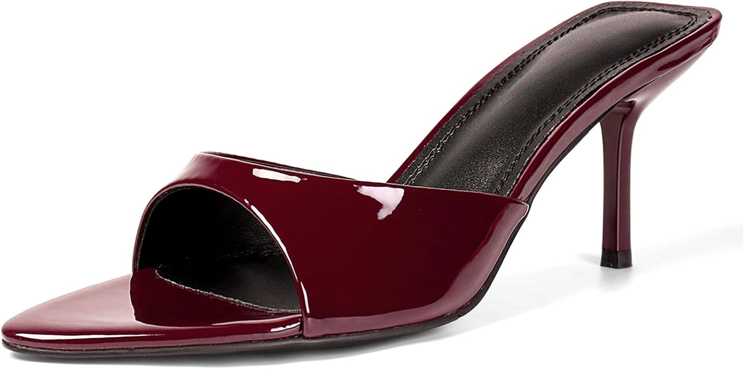 Chic Leopard Kitten Heels for Women Open Toe Mule Heels