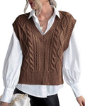 Sweater Vest for Women V Neck Sleeveless Knit Solid Casual Ribbed can