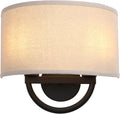 Industrial 2-Lights Wall Sconce Fixtures with Linen Fabric Shade