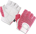 Gel Padded Leather Gym Gloves Cycling Weight Lifting - Pink/White