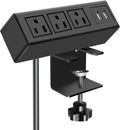Desk Clamp Power Strip with USB Ports - 3 Outlet Surge Protector