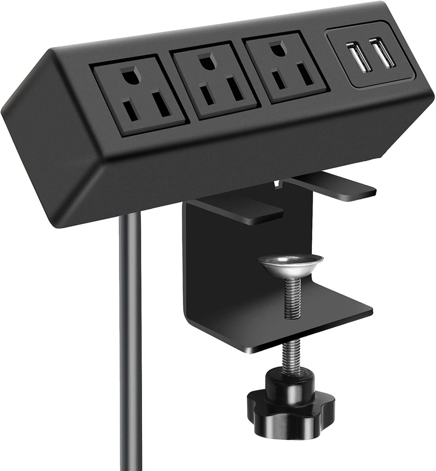 Desk Clamp Power Strip with USB Ports - 3 Outlet Surge Protector