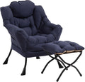 Lazy Chair with Ottoman, Modern Folding Footrest - Cozy Reading Seat