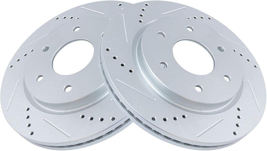 TRQ Front Performance Brake Rotors Set for INFINITI QX56 & TITAN