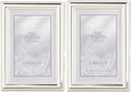 Silver Plated Metal Picture Frames 5x7 & 4x6 - Classic Beaded Pair