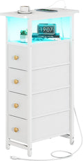 Yoobure Narrow Dresser for Bedroom with LED Charging Station