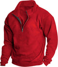 Mens Quarter Zip Sweatshirt Sherpa Lined Fleece Stand Collar - Warm