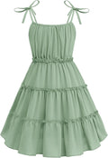Girls' Midi Sundress with Smocked Back and Tiered Ruffles - Summer
