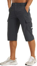 Men's Quick Dry 3/4 Capri Workout Shorts - Zipper Pocket Athletic