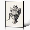Frog Bathroom Poster Funny Animal on Toilet Canvas Wall Art - Playful