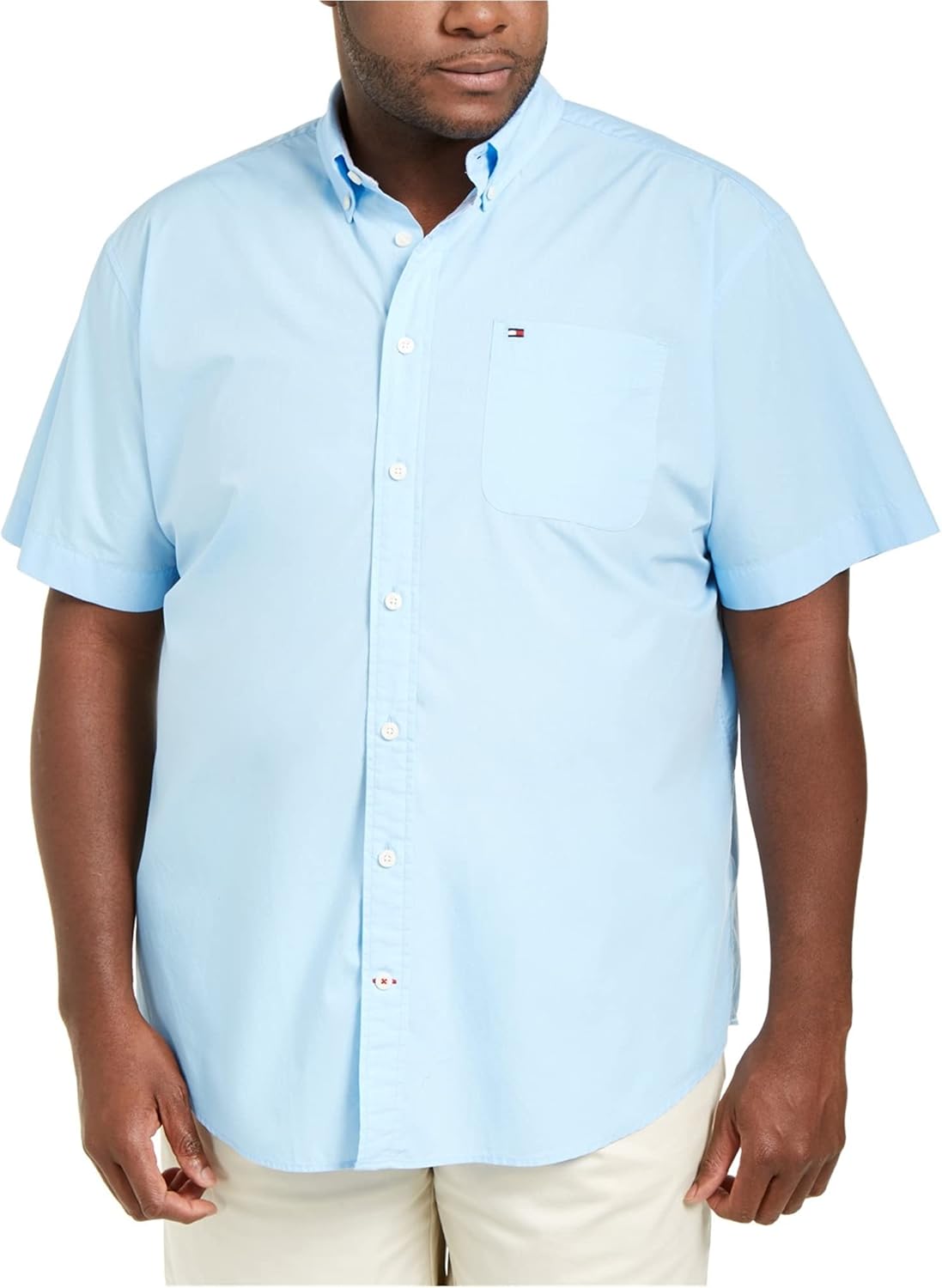 Tommy Hilfiger Mens Short Sleeve Button-Down Shirt for Comfort