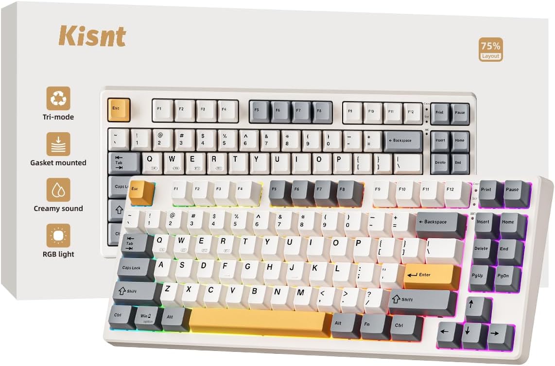 Kisnt Wireless Mechanical Keyboard: Creamy Sound, Custom Swappable