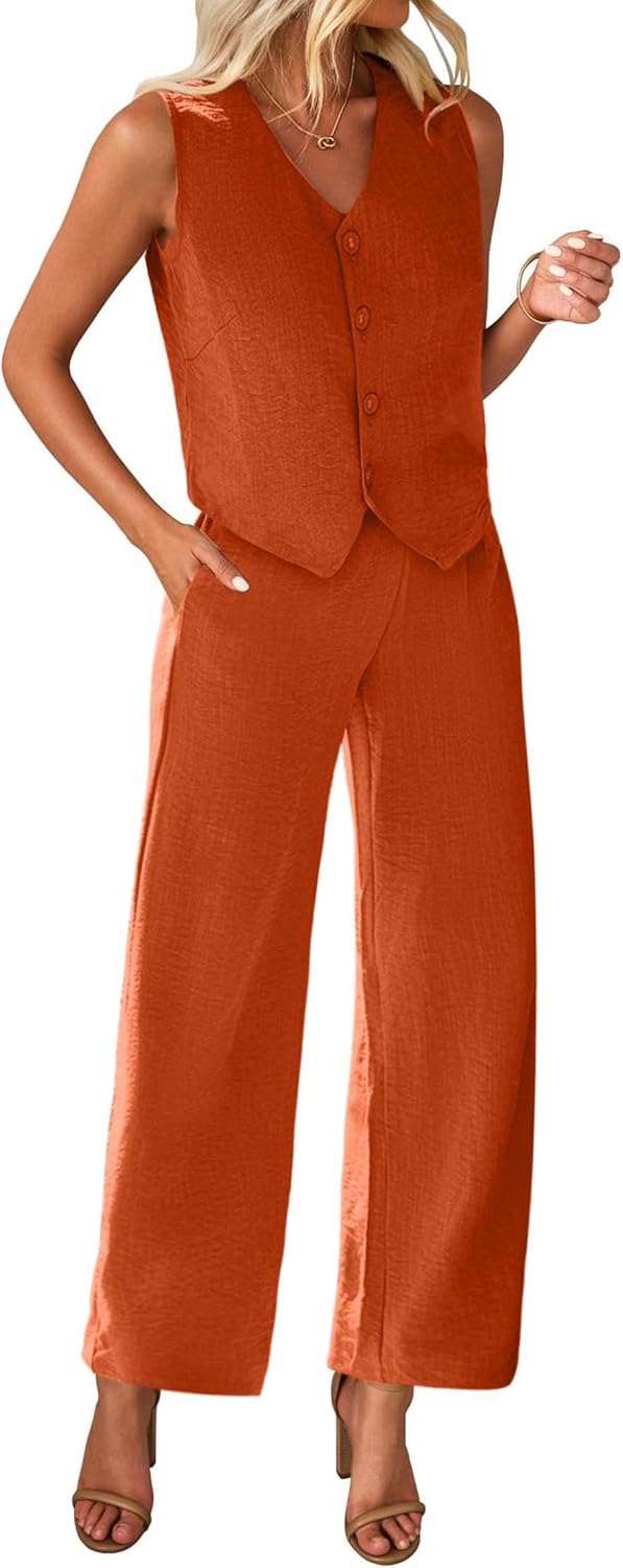 KIRUNDO Womens Two Piece Outfits Summer Fashion Blazer Pants Set