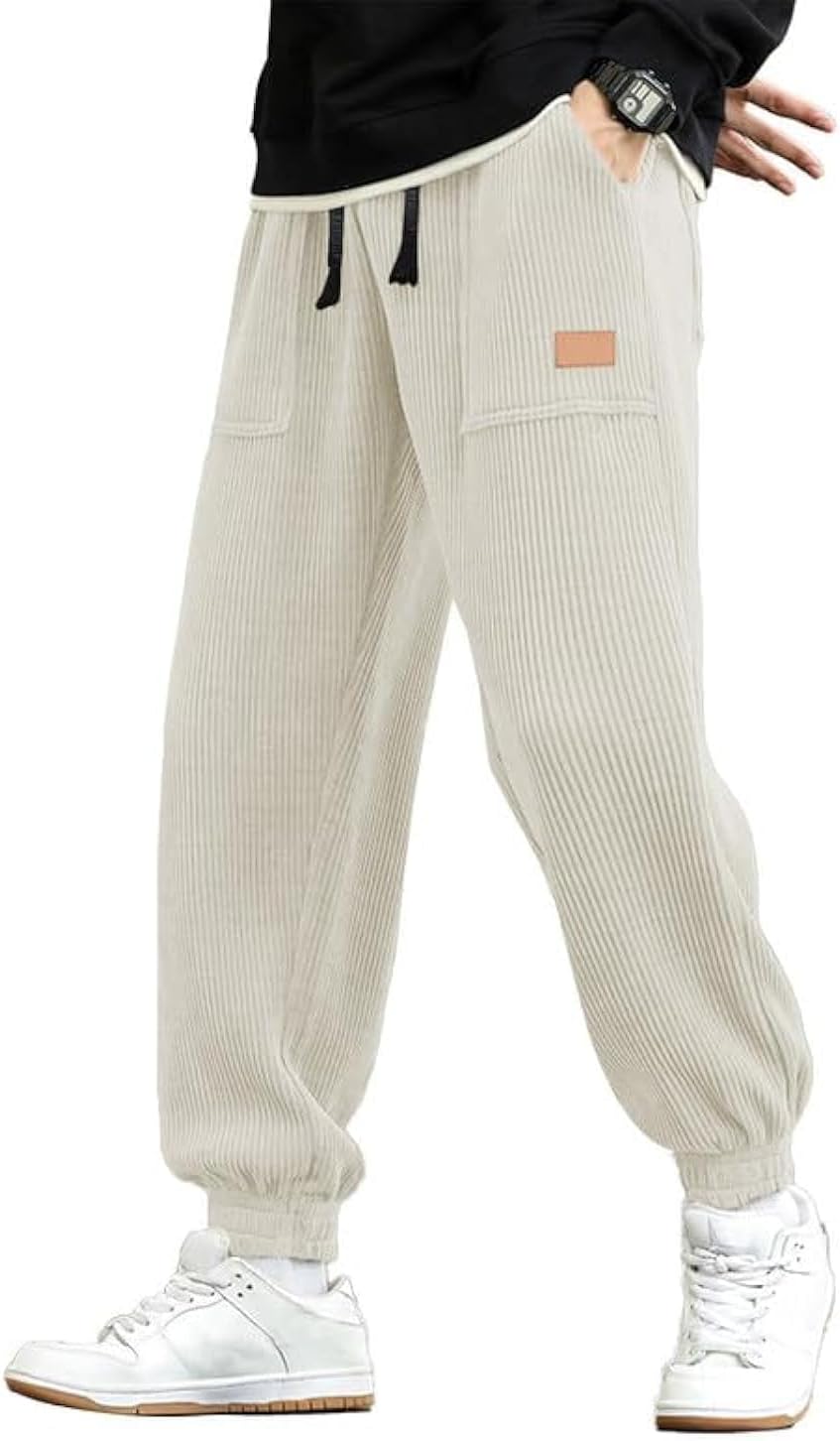JMIERR Mens Corduroy Joggers Pants for Casual Style and Comfort