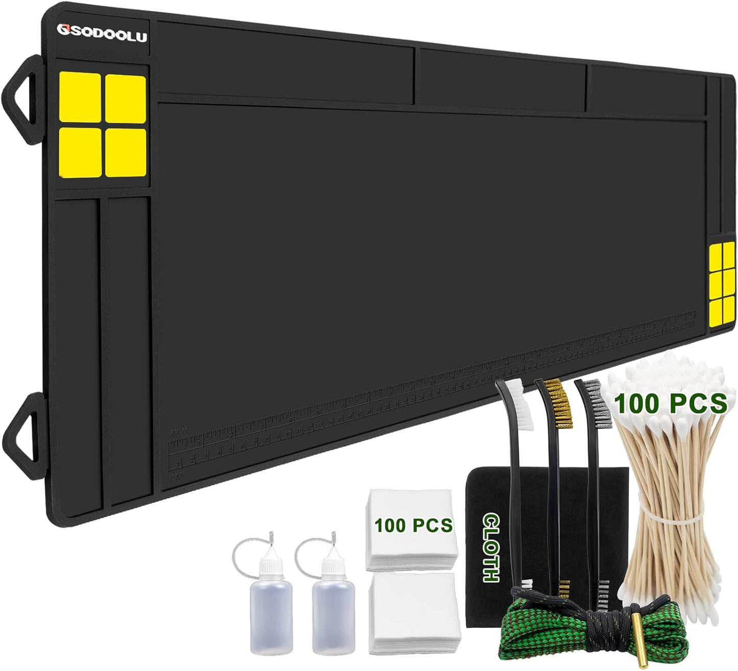 Gun Cleaning Mat with Magnetic Points & Compartment Slots for All Guns