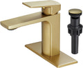Brushed Gold Bathroom Sink Faucet Single Handle - Deck Plate Included