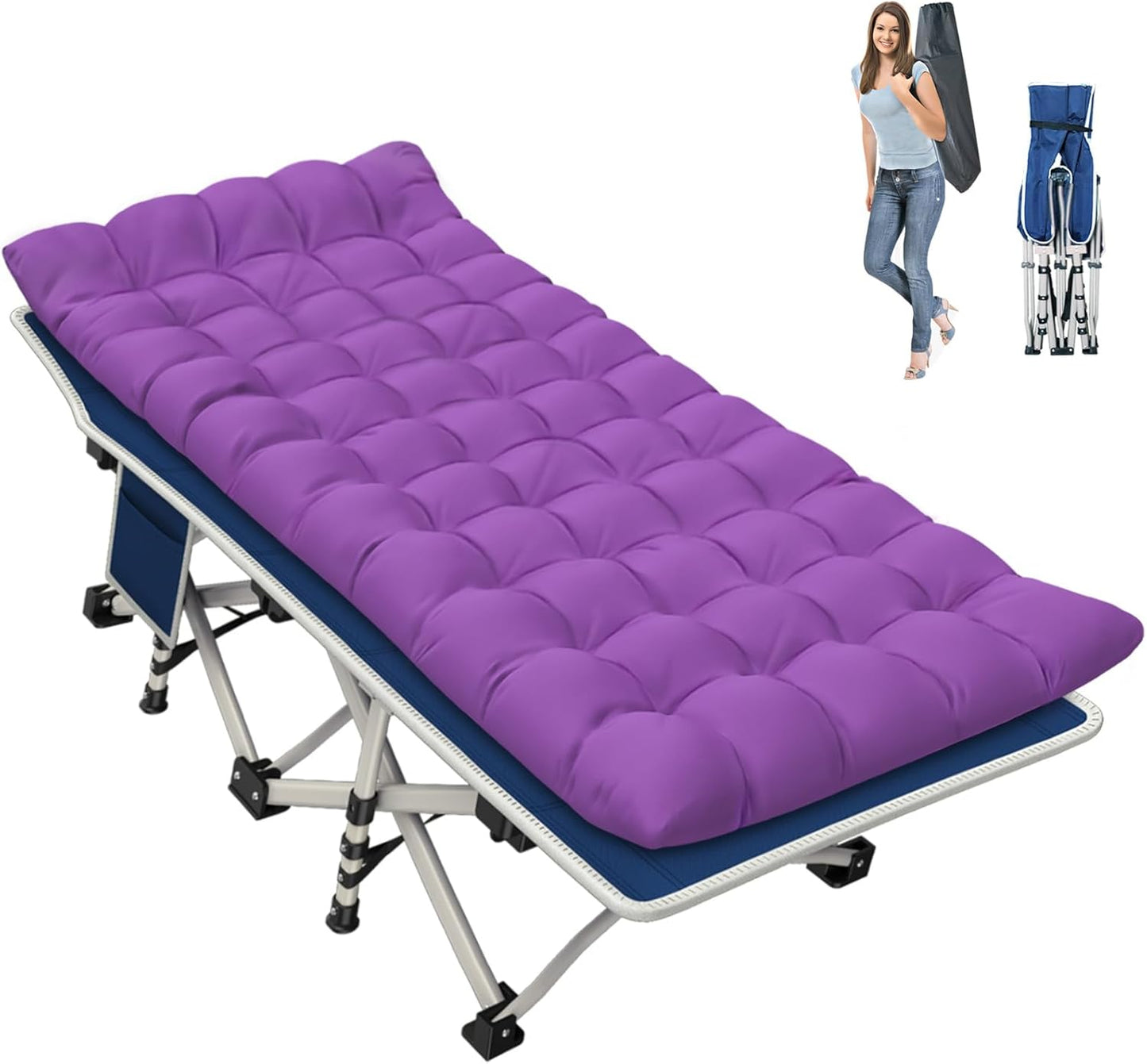 Camping Cot with Comfortable Thick Pad for Outdoor Travel