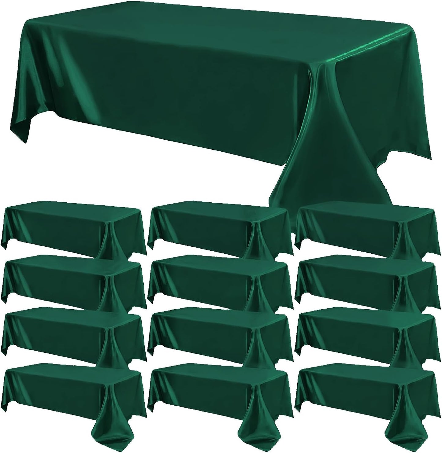 12 Pack Dark Green Satin Tablecloths for Elegant Events