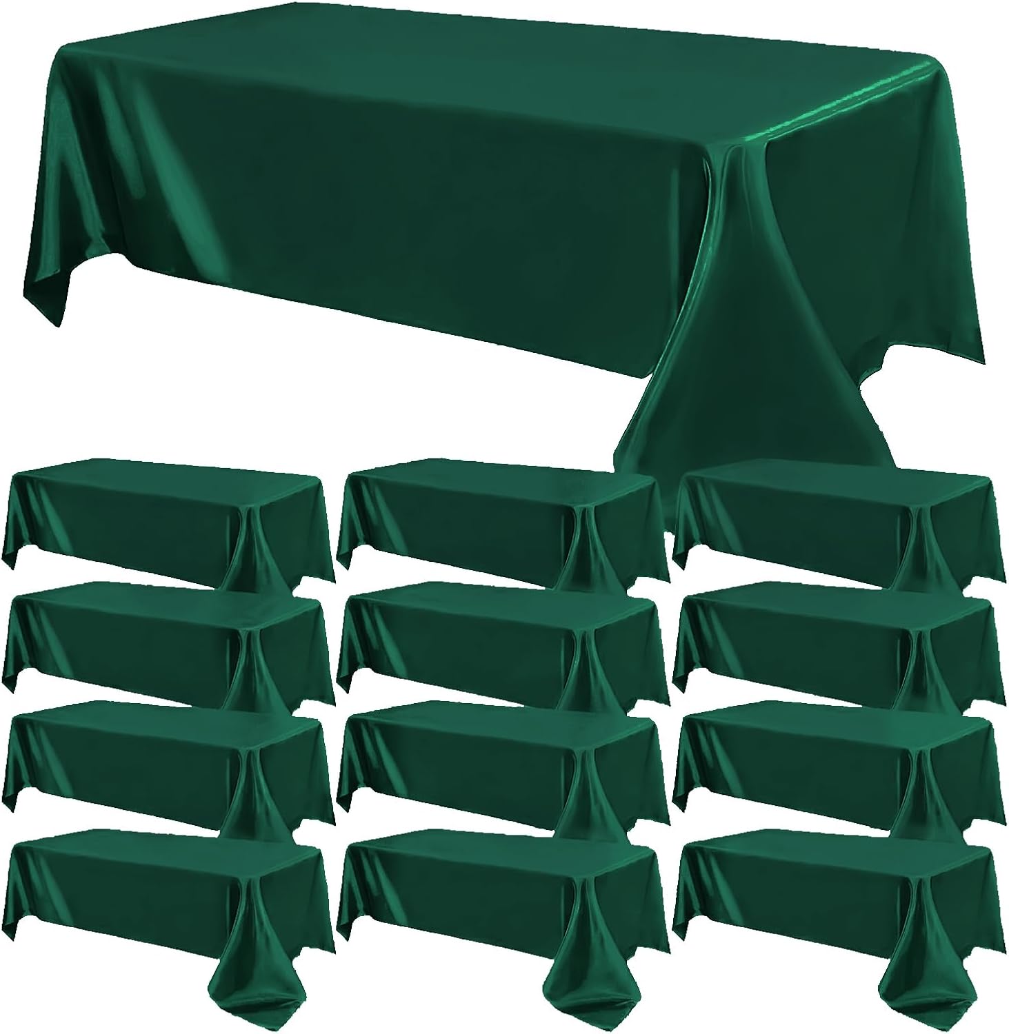 12 Pack Dark Green Satin Tablecloths for Elegant Events