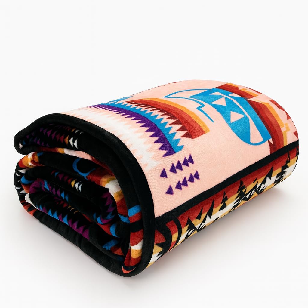 Vibrant Reversible Aztec Fleece Blanket for Cozy Decor