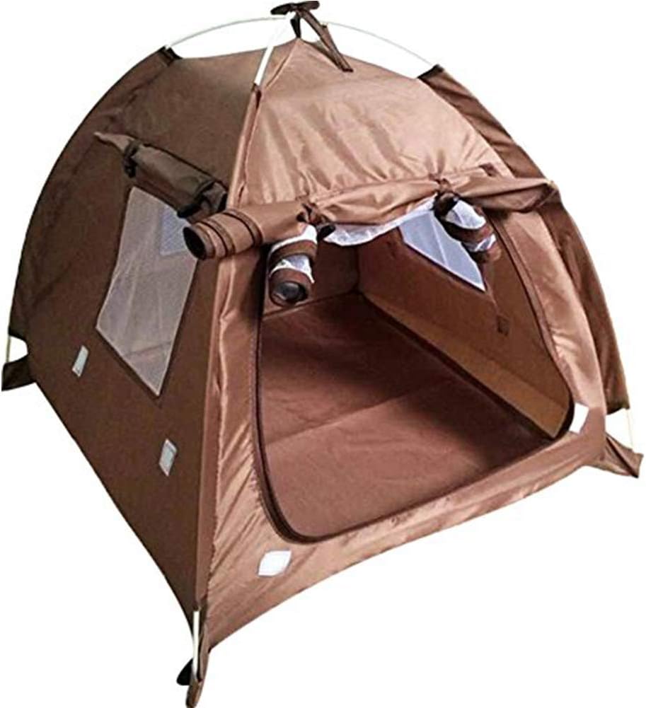 Portable Brown Pet Tent Bed - Breathable & Washable