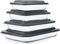 8-Piece Deep Glass Baking Dish Set with Lids - Oven to Freezer Ready