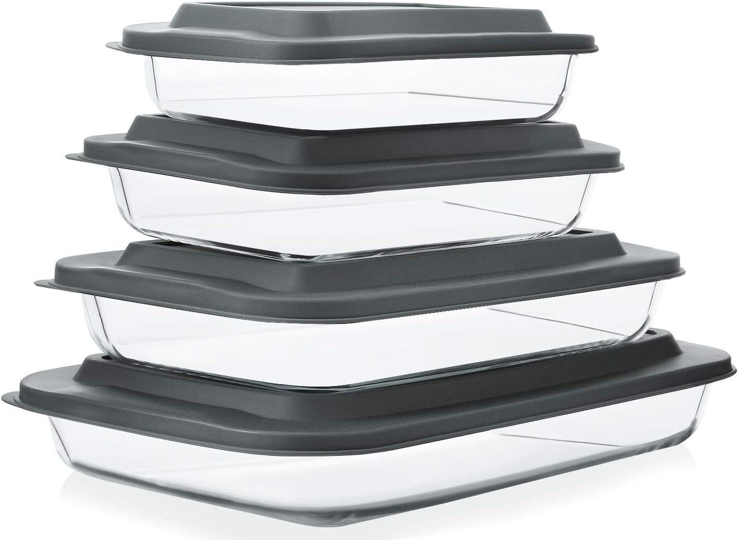 8-Piece Deep Glass Baking Dish Set for Versatile Kitchen Use
