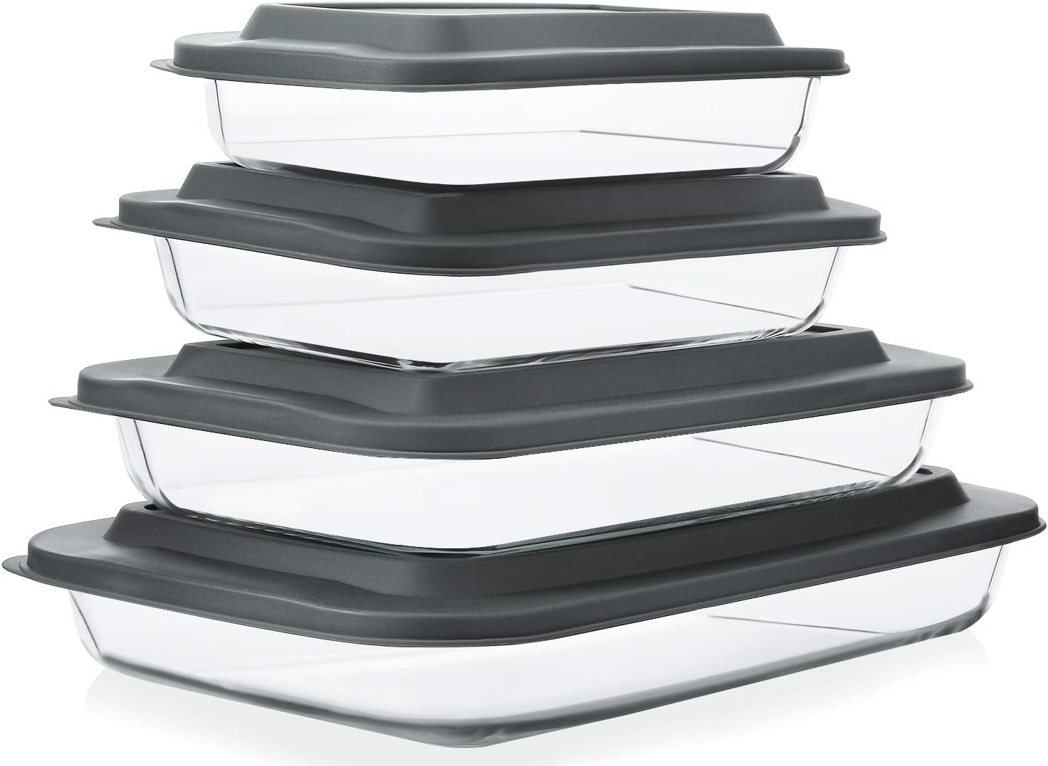 8-Piece Deep Glass Baking Dish Set for Versatile Kitchen Use