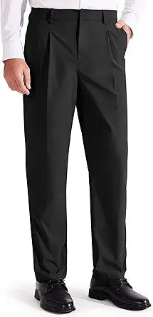 Libin Men's Dress Pants Classic Fit Pleated Front Work Golf Pants