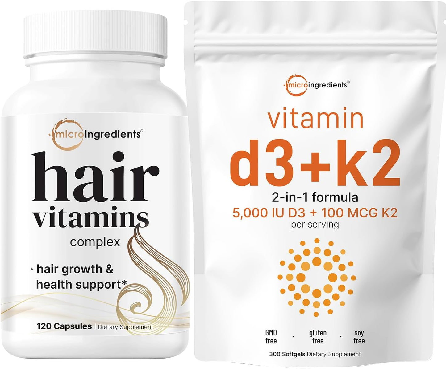 Vit D3 + K2 Bundle 2 Pack | Hair Growth Support