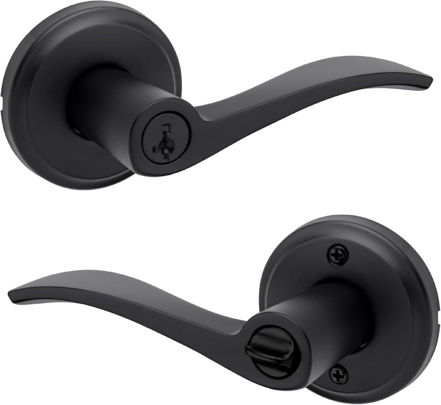 Kwikset Sedona Entry Door Handle with Lock and Key, Matte Black
