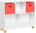 35 in White Toy Storage Organizer with Coral Bins - Catch-All