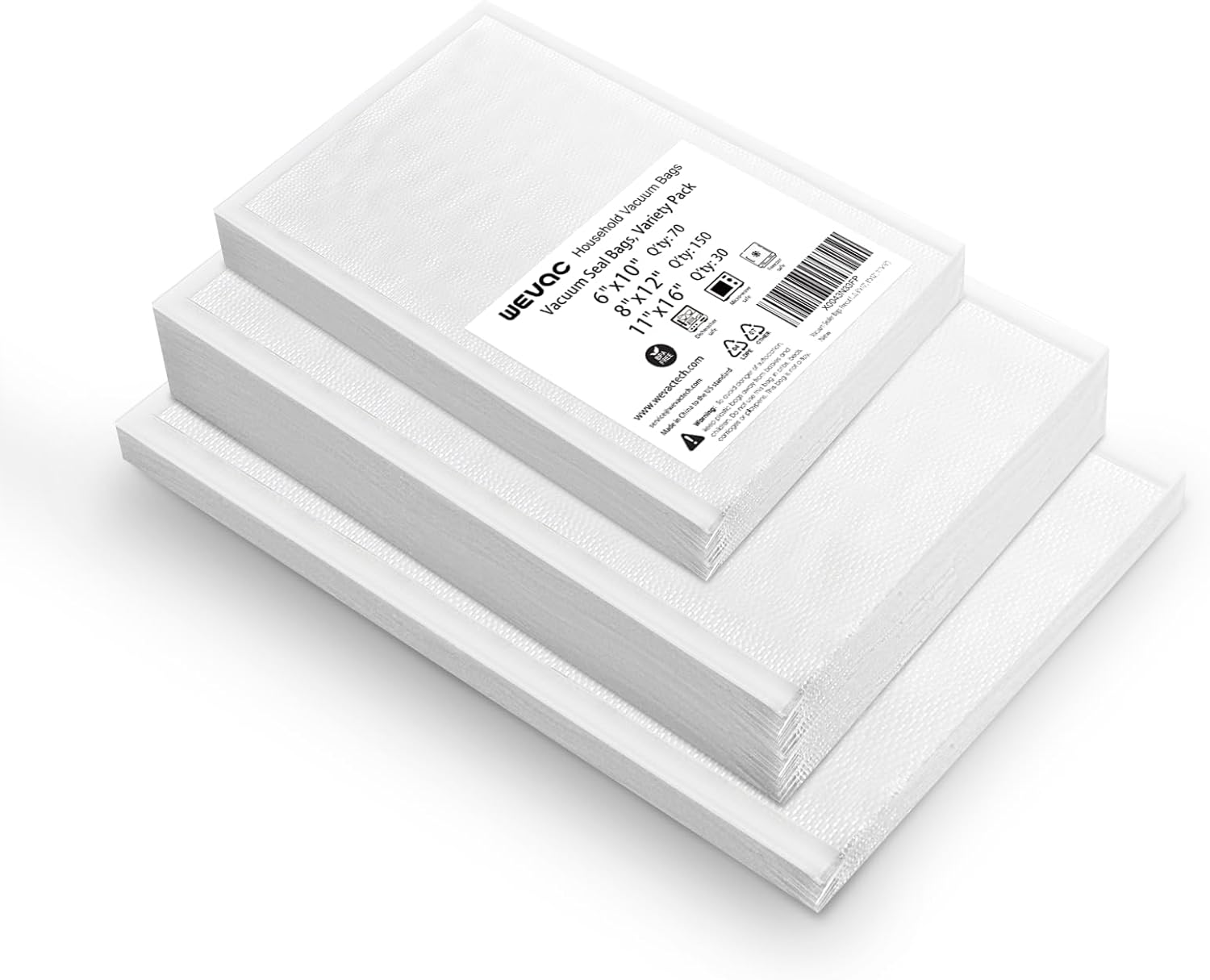 250 Count Vacuum Sealer Bags, Precut for Easy Use, Perfect for Sous Vide & Meal Prep - Wevac Lite