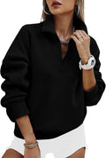 Womens Half Zip Oversized Sweatshirt - Cozy Fleece Pullover