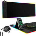 Mouse Pad with Phone Holder and 15W Wireless Charging - Large RGB Desk