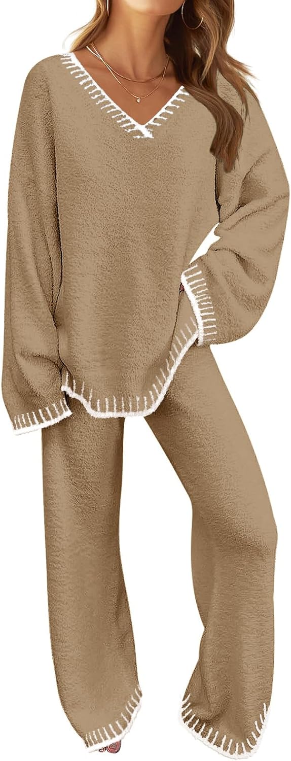 MEROKEETY Women's Fuzzy Fleece Pajamas Sets for Comfort