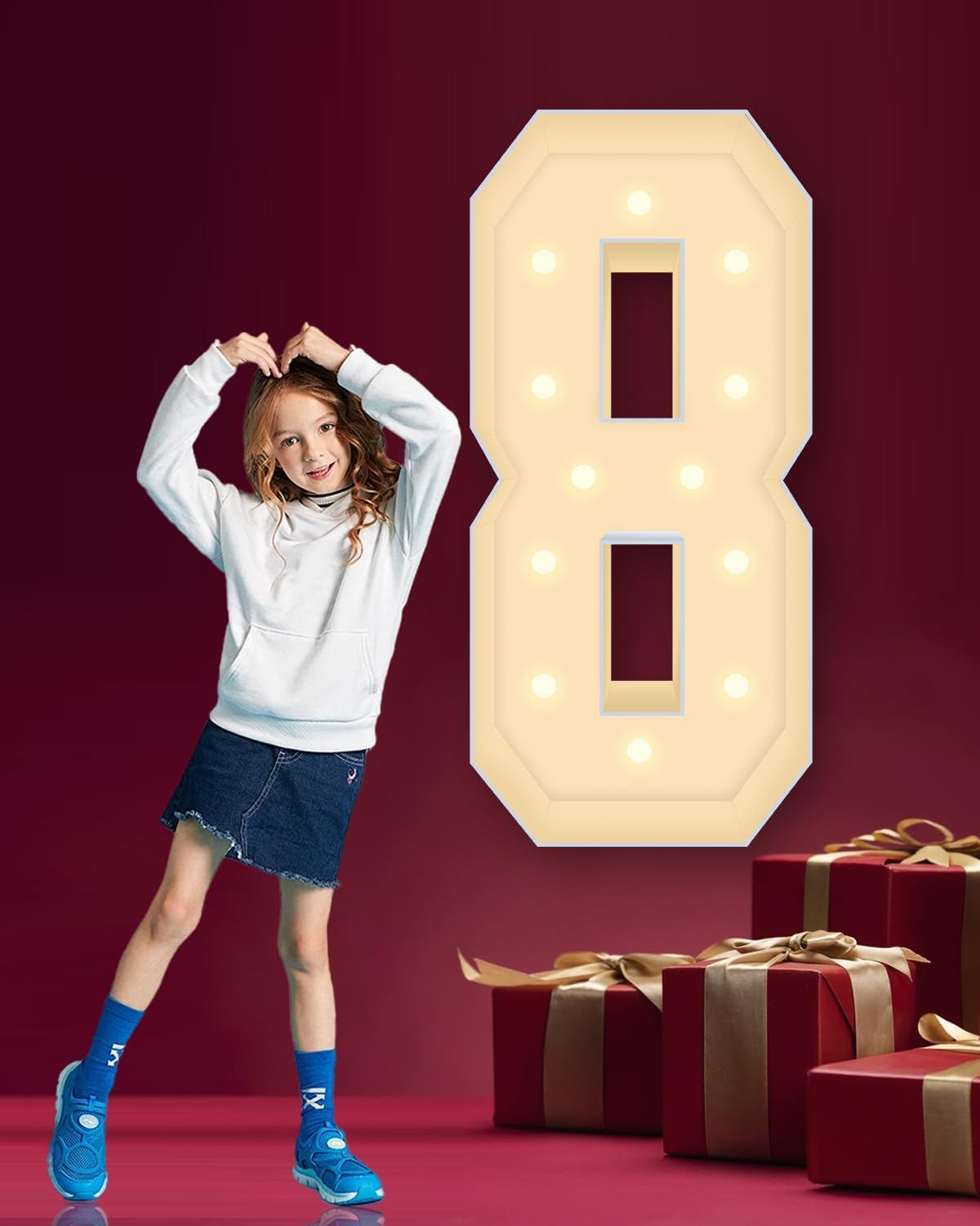 4FT Plastic Marquee Numbers 8 - Light Up for Parties and More