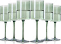 Modern Green Wine Glasses Set of 6 - Hand Blown 14oz Elegance