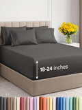 Extra Deep Cal King Sheet Set - 6 Piece Breathable Cooling Charcoal