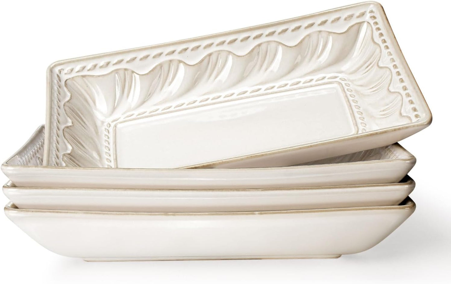 Artena Ceramic 8.25 Inch Rectangle Salad Plates Set of 4