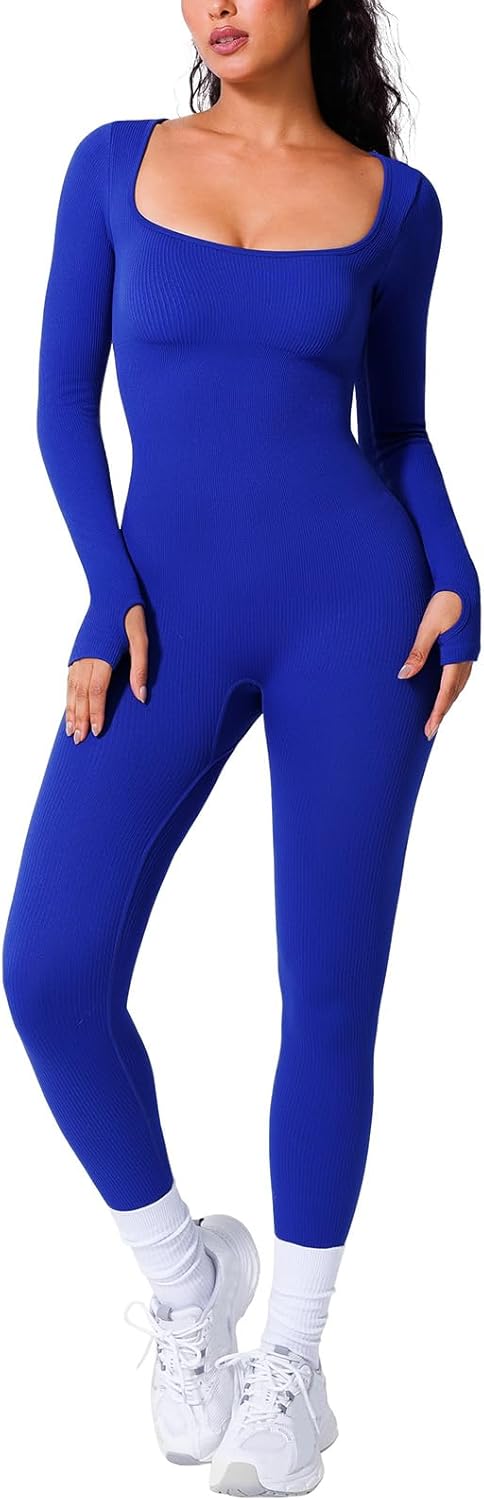 BRXL Long Sleeve Jumpsuit for Women with Built-In Bra Support