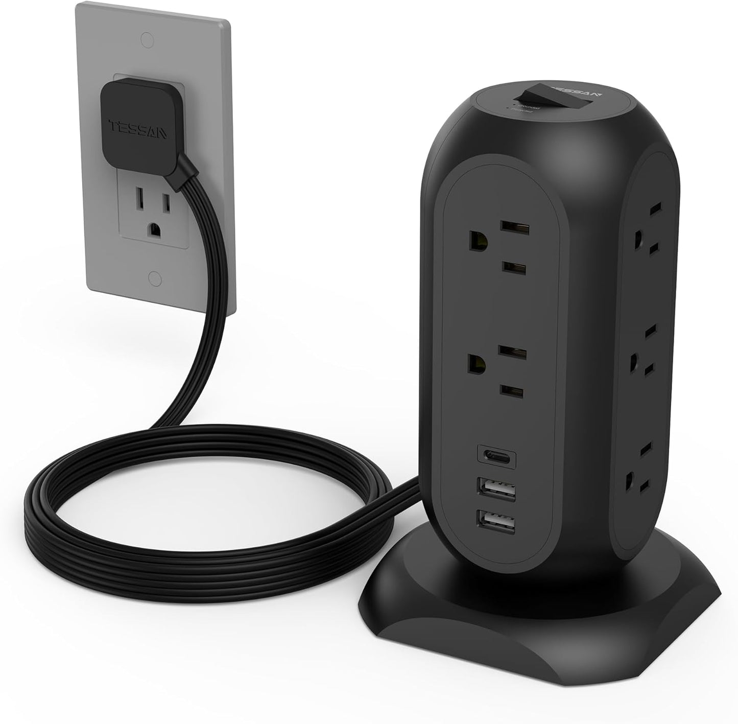 TESSAN Surge Protector Power Strip Tower with USB Ports and Outlets
